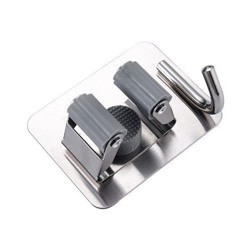 304 stainless steel mop rack without punching broom rack mop clip hook behind bathroom door storage mop hook rack