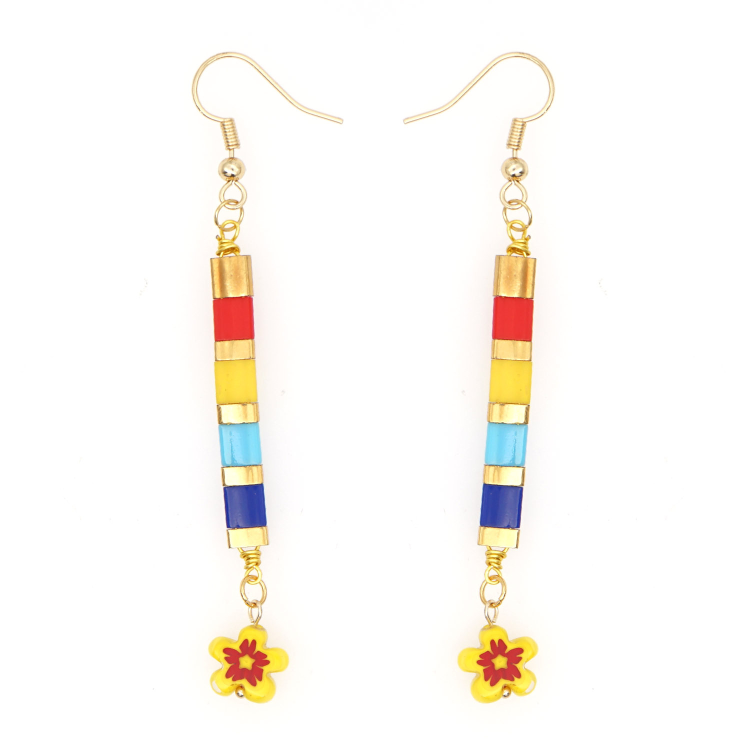 Pendientes De Margaritas Con Cuentas De Color Bohemio display picture 12