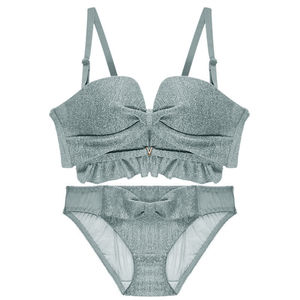 原创内衣女薄小胸聚拢调整型文胸套装无钢圈防滑性感裹胸抹胸罩