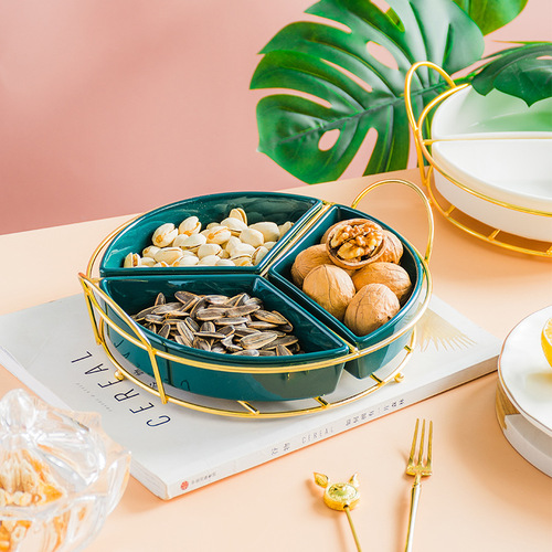 Creative Nordic ceramic divided fruit plate, dried fruit box, fruit plate, afternoon tea, nut snack plate, tableware ornaments