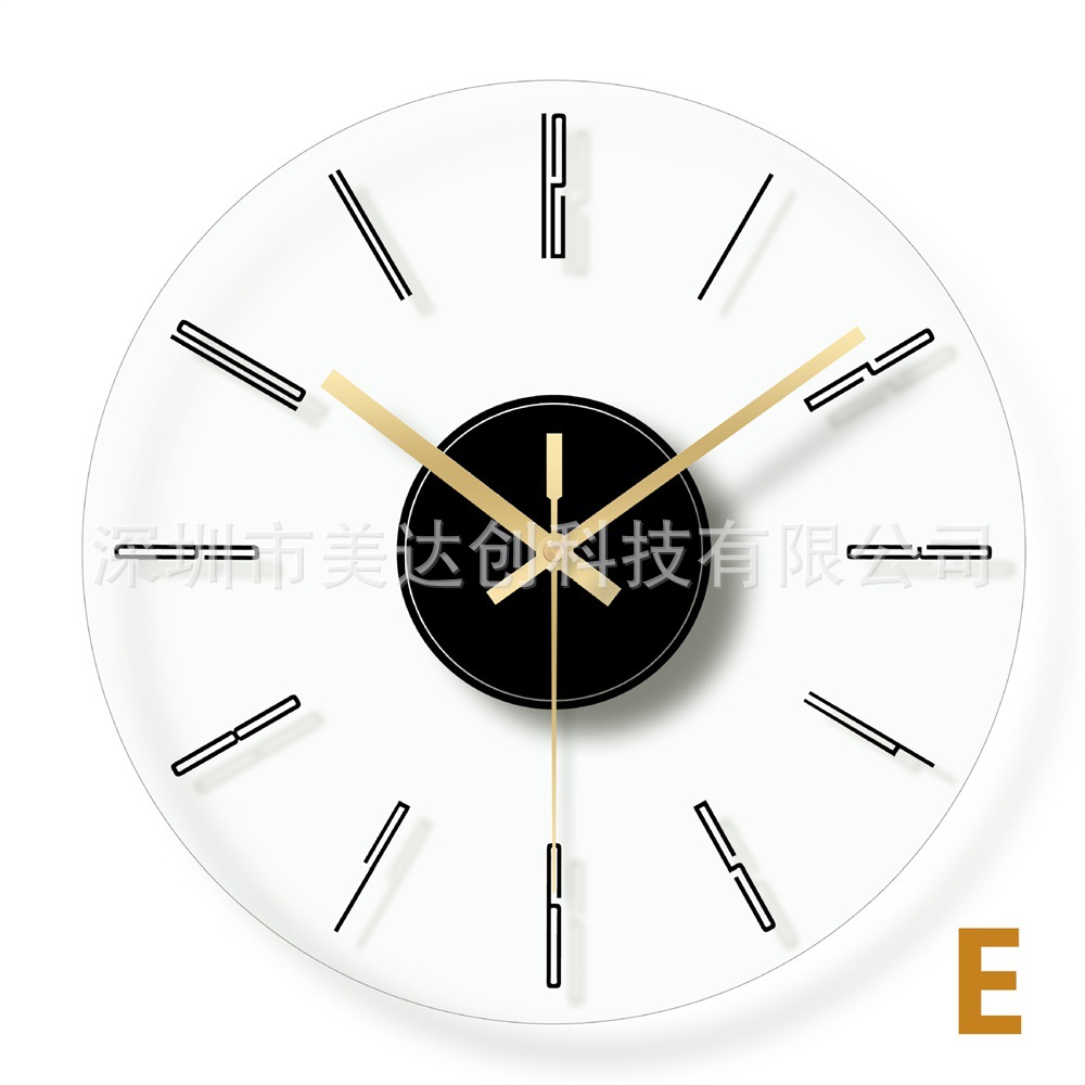 Reloj de pared de cristal templado redondo transparente, estilo nórdico minimalista – silencioso, para hogar.