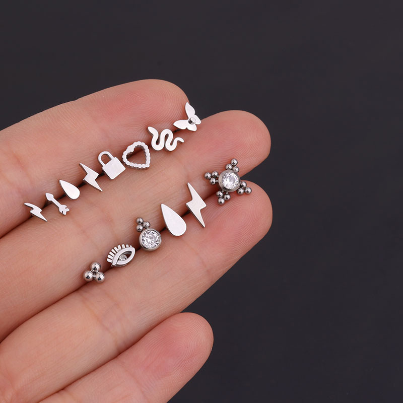 Korean Mini Pure Personalized Lightning Men's and Women's Earrings Stainless Steel Screws Earbone Studs_voghion.com