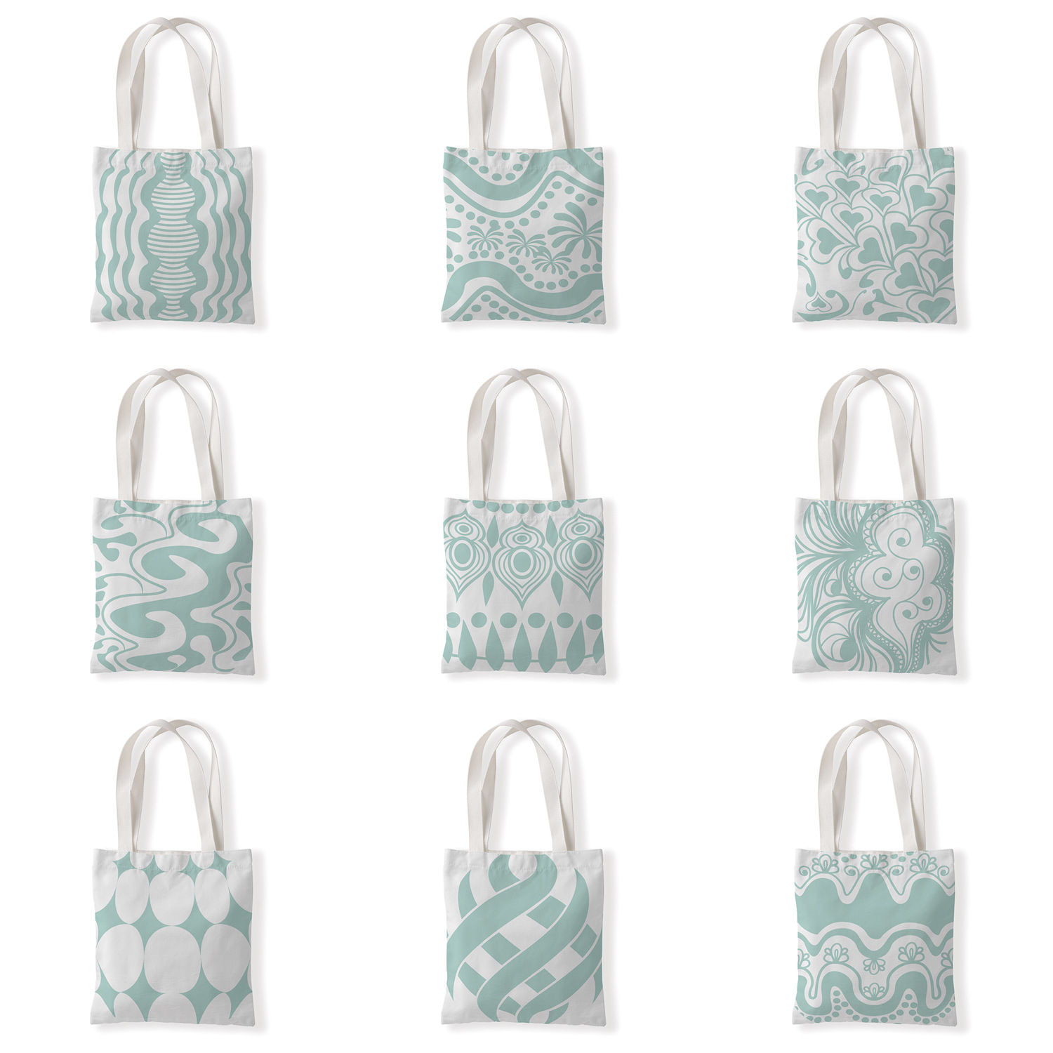 几何创意绿色条纹帆布材质袋单肩学生小手拎包零钱袋休闲百搭女包