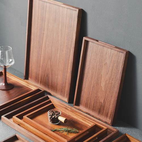 Wooden pallet wooden rectangular walnut solid wood hotel dinner plate tea tray baked pizza steak square plate