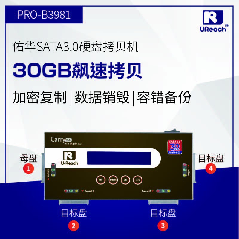 Yu Hua PRO-B3981SATA3.0 high speed Hard disk Duplicators Speed 530MB/S1 Copy to 3 IDE/M.2