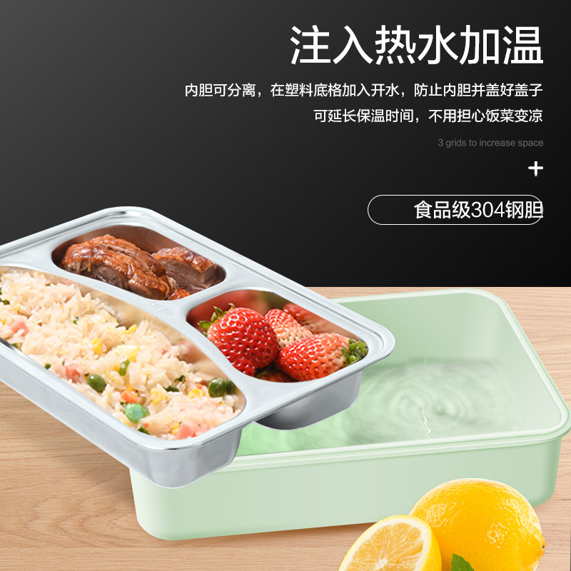 不鏽鋼餐盤304加深帶蓋不鏽鋼分格快餐盤不鏽鋼學生飯盒廠家供應