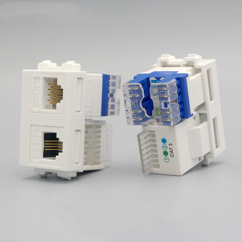 双口六类电脑电话模块128型CAT6网络语音信息模块 网线电话口插座