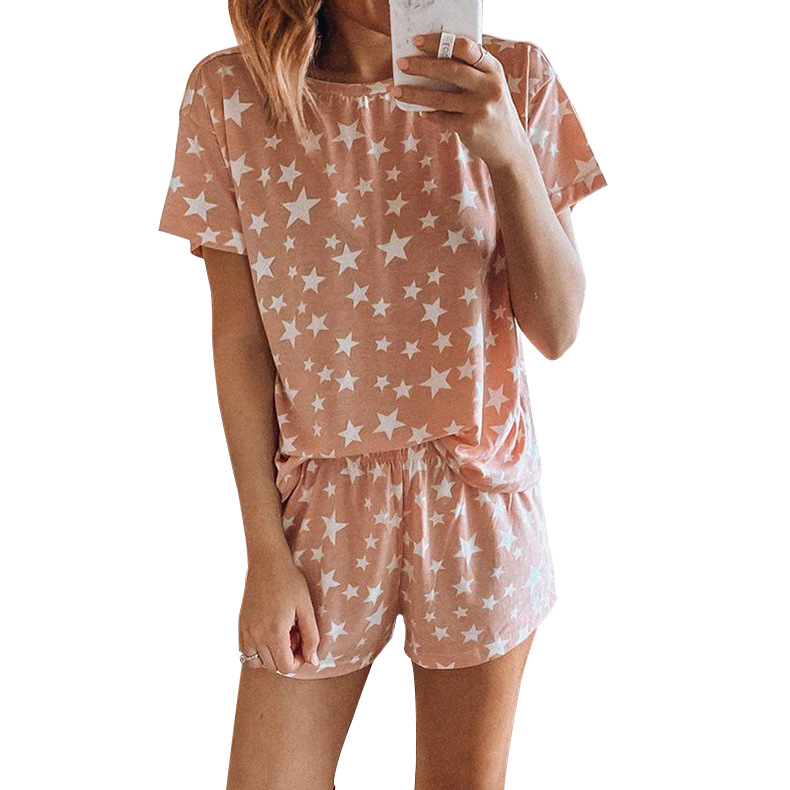 Printed Pajamas 2-Piece Home Service Suit NSKX6241