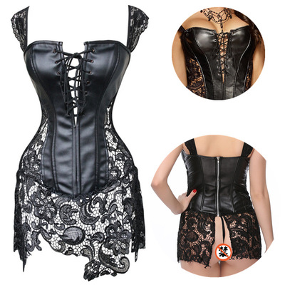 Sexy leathery corset body shaping one piece court corset