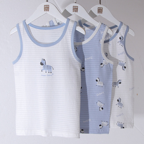 Children's bamboo cotton vest summer three-pack. Boys and girls' vest summer three-pack manufacturer baby cotton vest.