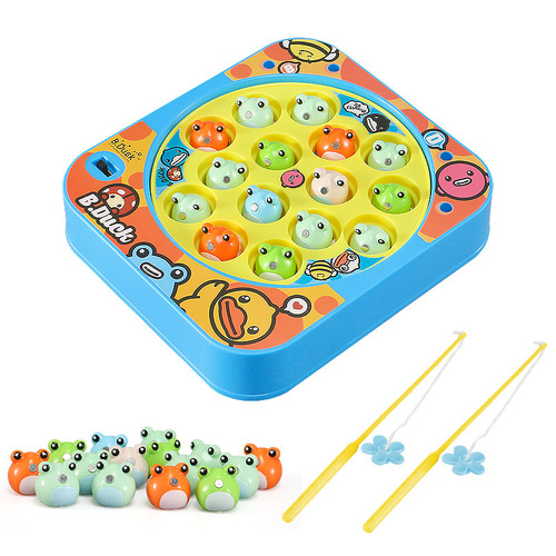 B.DUCK Little Yellow Duck Genuine Authorized Play House Toys Music Rotating Electric Fishing Games Boys and Girls Toys