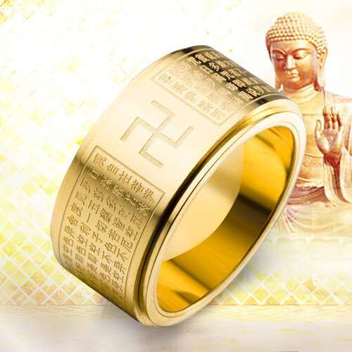 Cross-border accessories titanium steel jewelry ring, rotatable stainless steel 8mm swastika ring for men and women
