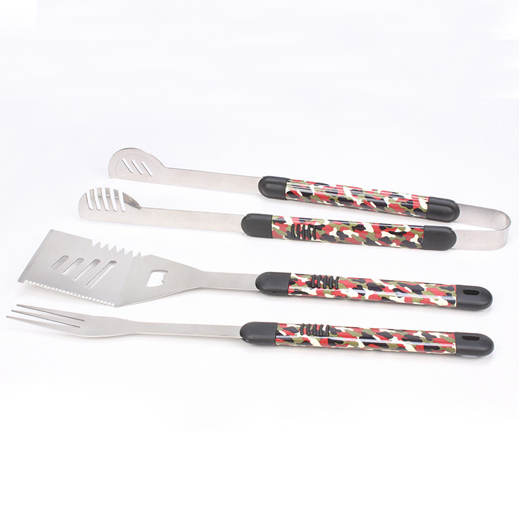 Directo de fábrica de acero inoxidable barbacoa herramientas traje combinación al aire libre para hornear Conjunto de 4 piezas a granel para hornear suministros