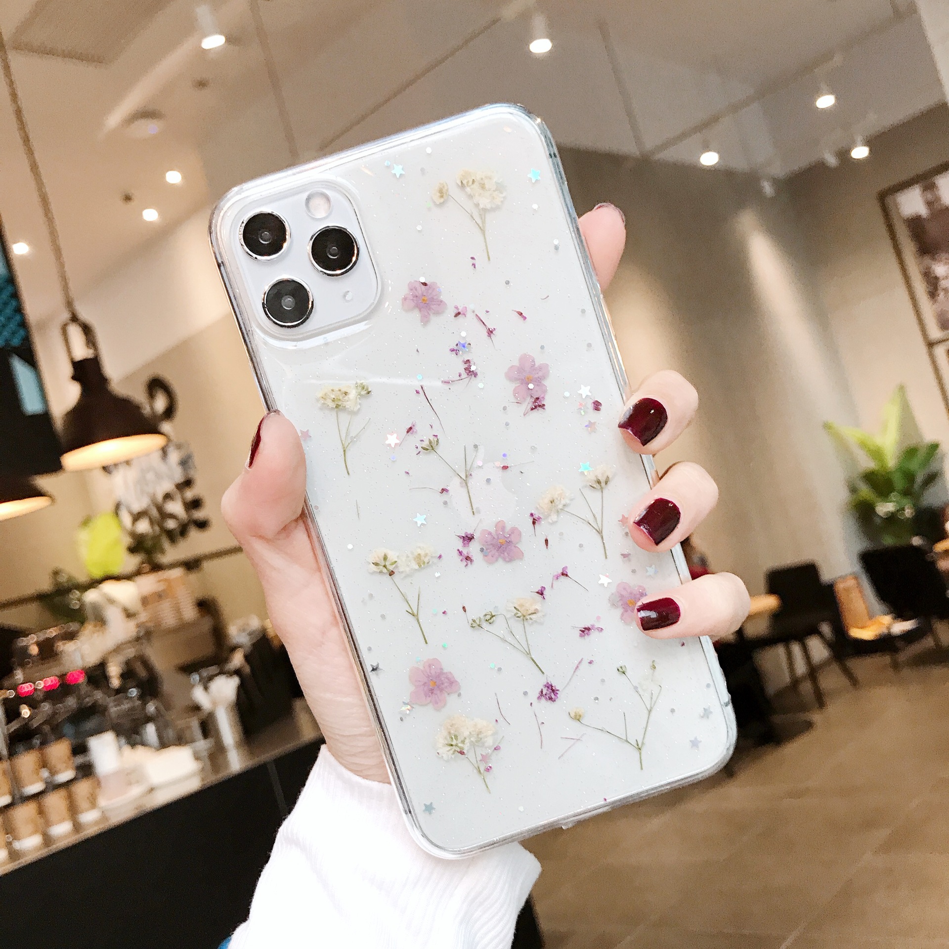 Petit Étui De Téléphone Floral Pour Iphone 11 Étui De Téléphone Huawei P40 Pro Epoxy Nouvelle Vraie Fleur Manchon De Protection En Gros Nihaojewelry display picture 7