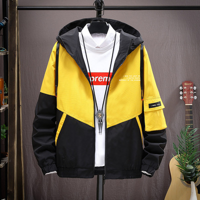 Hooded man Jacket spring and autumn new pattern Korean Edition fashion Youth leisure time work clothes coat Men's Chaopai On behalf of