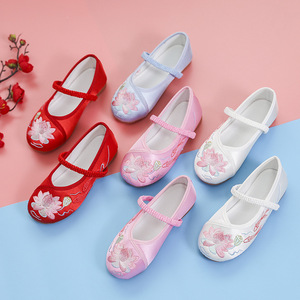 Hanfu shoes for kids Girls Chinese folk dance embroidered shoes ancient children Hanfu shoes Beijing handmade princess dance shoes