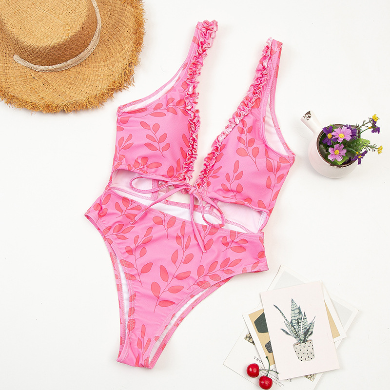 Fashion Hollow Multicolor One-Piece Swimsuit  NSHL42886