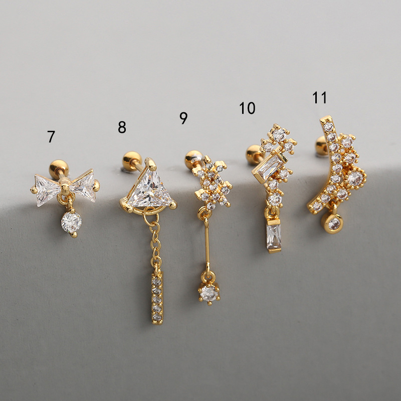 Fashion Solid Color Copper Drop Earrings Inlay Zircon Copper Earrings 1 Piece