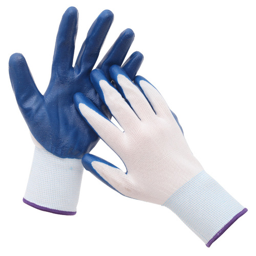 Work safety gloves, rubber-coated line gloves, rubber-coated work gloves, rubber-coated blue gloves, glued gloves, half-rubber gloves, hand work safety gloves