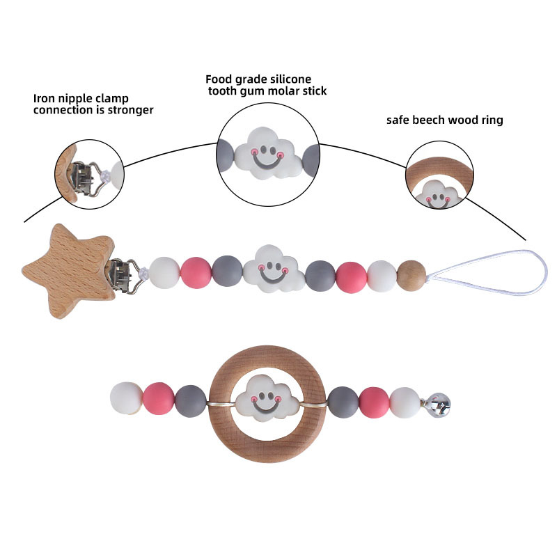 DIY bebé juguete creativo Beech anillo de cinta de dientes Bell nueva nube de dibujos animados de silicona dientes palo de molienda