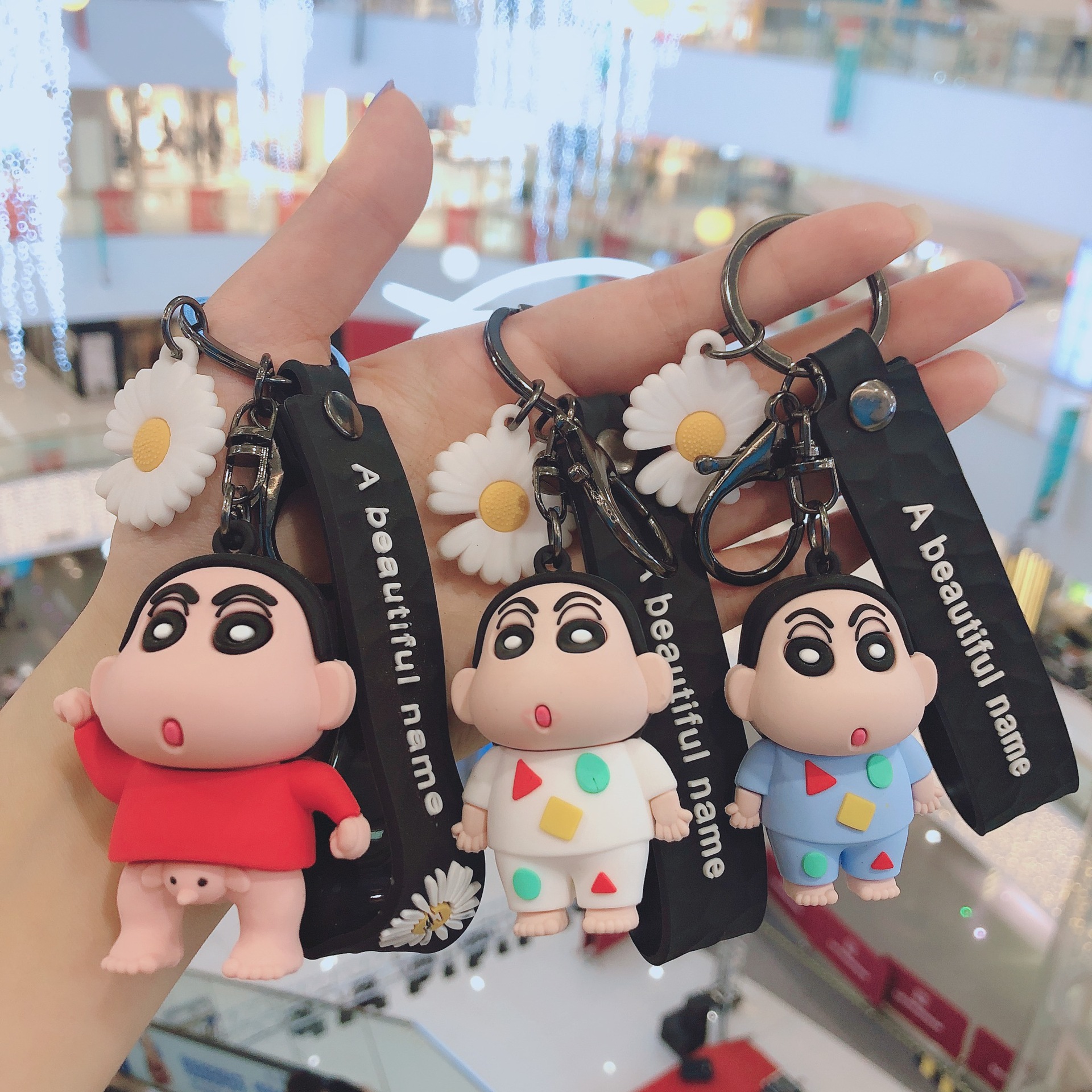 New creative small daisy crayon short new keychain men and women car key pendant personal bag keychain gift