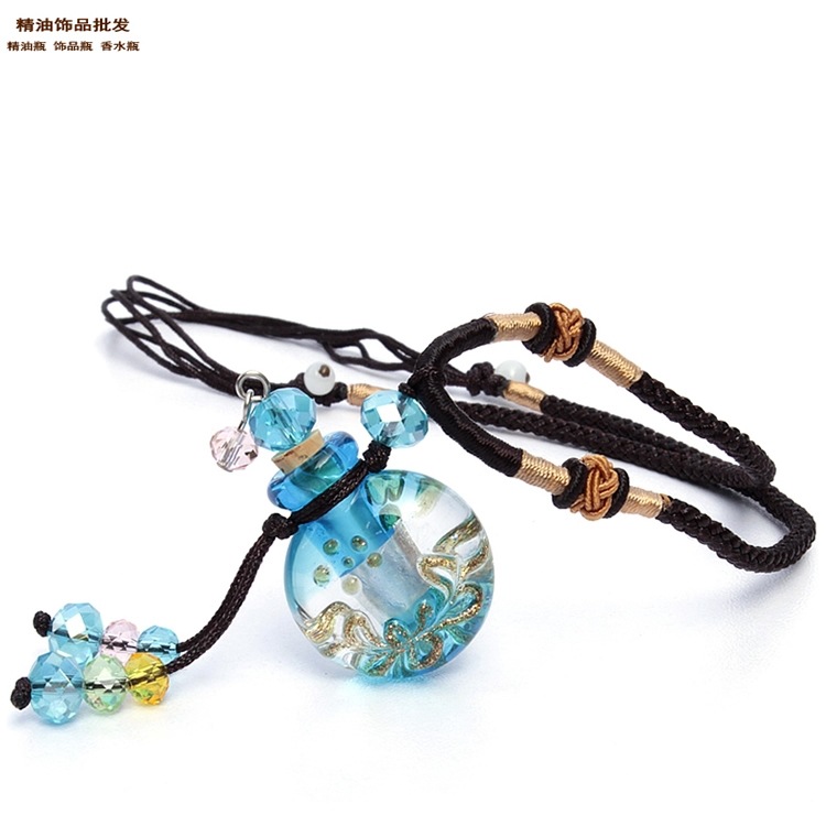 中国精油饰品网天蓝色扁圆薄款双扣绳巴洛克琉璃瓶项链6.jpg