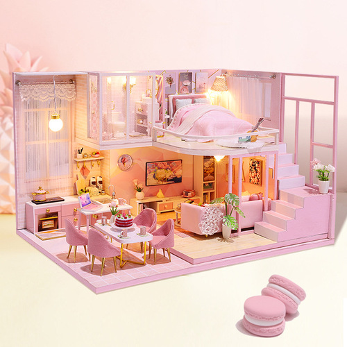 DIY cabin M-028 meets dust-proof cover educational toy building for international trade creative gift handmade model