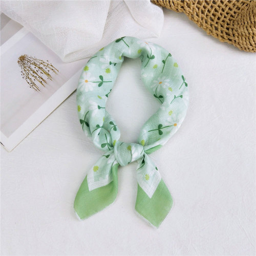 58 cotton and linen small square scarf for women in spring, autumn and summer, Korean small fresh Korean style artistic scarf, headband, small scarf