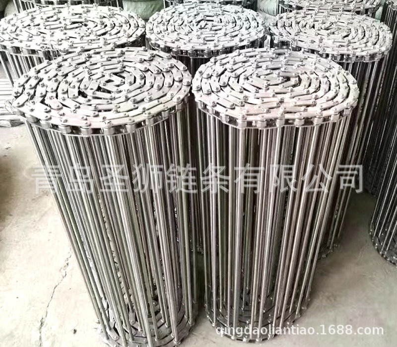 不锈钢网链支轴网链高温冲孔带挡板人字形网链加密菱形传送网带