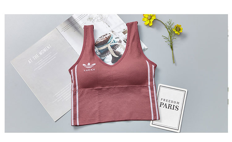 2021秋冬新款宽肩带运动背心撞色字母背心圆领防走光健身美背文胸详情图18