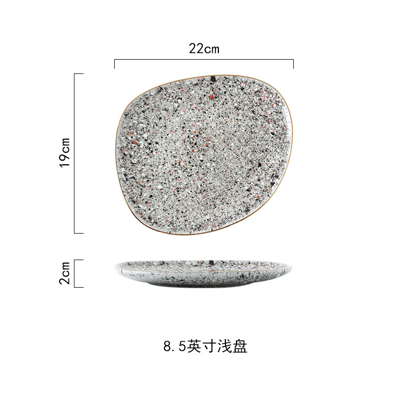 Luz de lujo yuhua esmalte Vintage horno de cerámica vajilla horno de microondas borde dorado especial irregular tazón de arroz tazón de sopa plato occidental