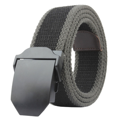 新款黑色光面帆布腰带男自动扣户外编织腰带创意定制腰带摆摊货源