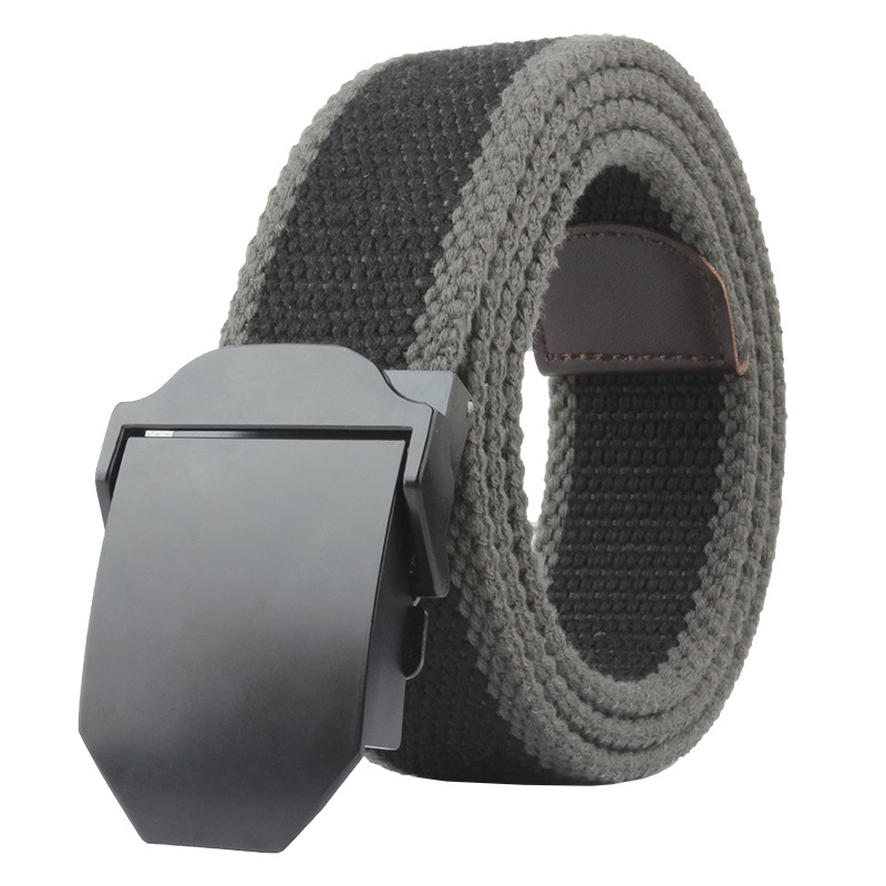 新款黑色光面帆布腰带男自动扣户外编织腰带创意定制腰带摆摊货源