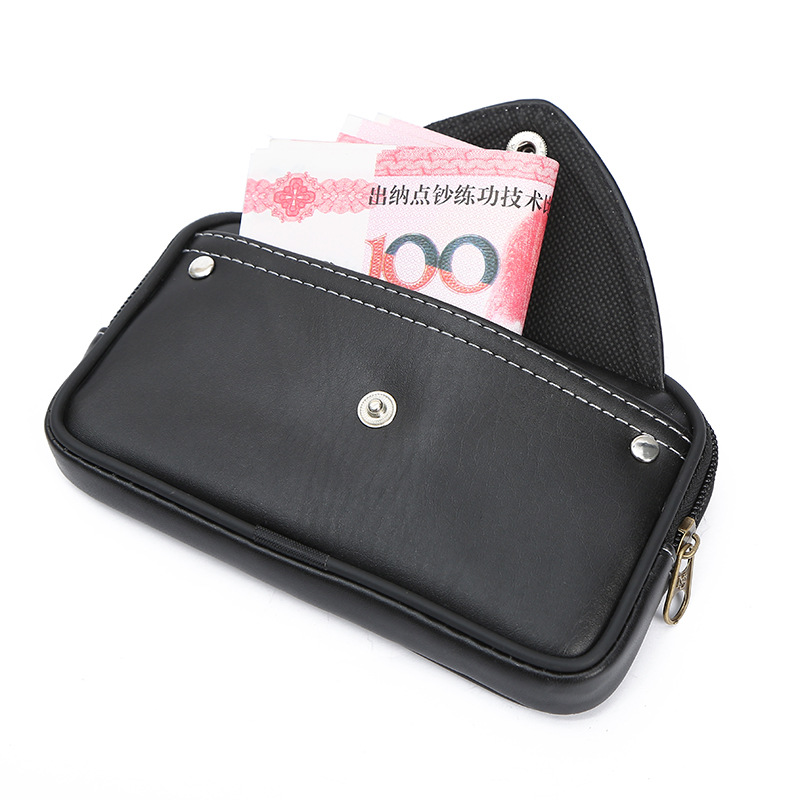 New Selling Male Casual Elephant Pattern Single Buckle Waist Pack Single Buckle Ultra-Thin Leather Mobile Phone Bag With Zipper undefined