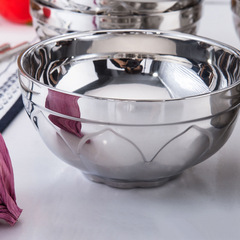 New Stainless Steel Lotus Bowl, Glossy Double-Layer Insulated Bowl—Perfect for Students, Cafeterias, and Hotels