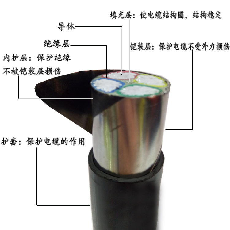国标VLV22铝芯电缆四芯（3+1）五芯（3+2）电缆线电力电缆线