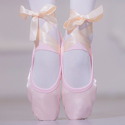 Ribbon ballet shoes toe indoor practise yoga dance shoes bind form adult satin soft bottom two bottom