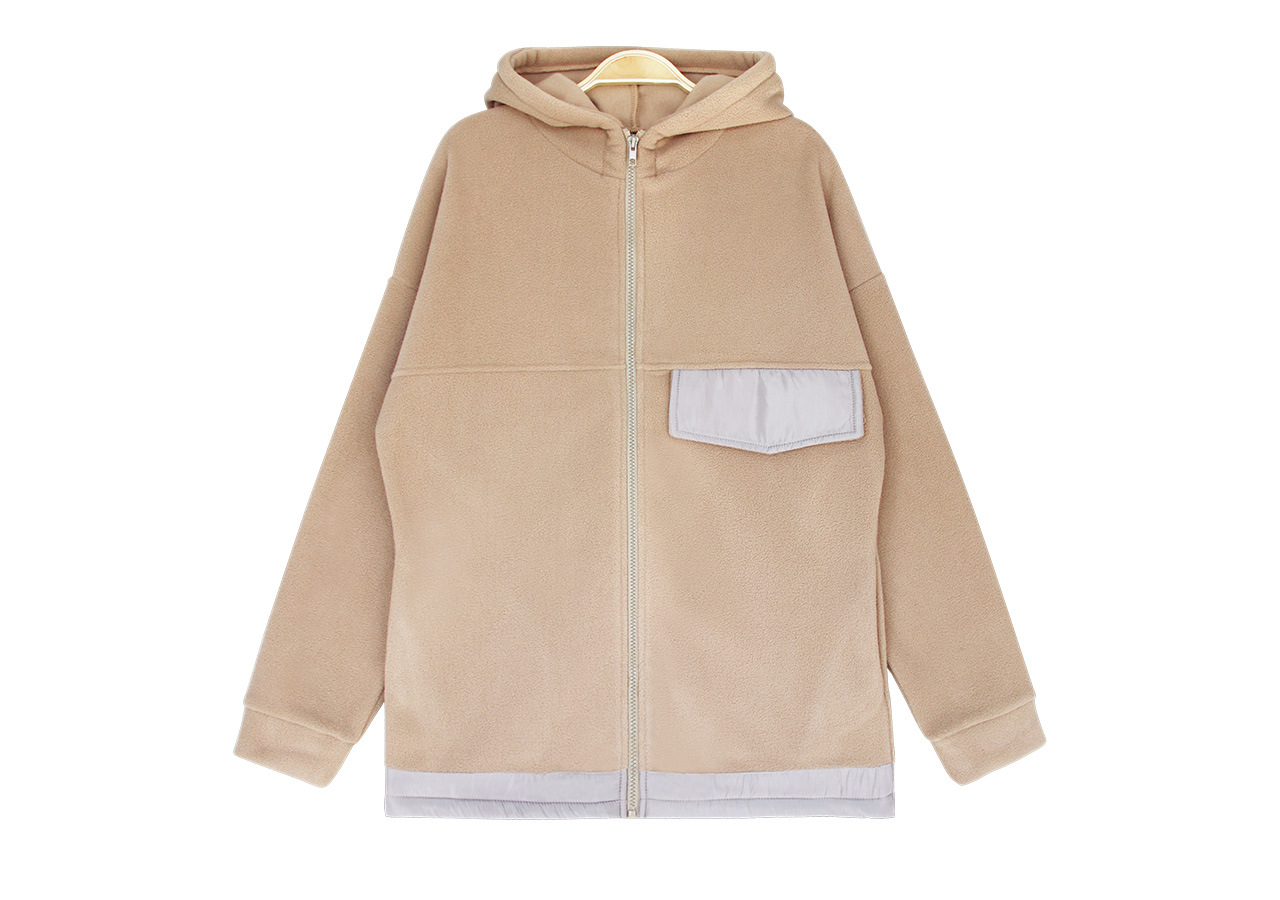 hooded zipper stitching pockets cardigan jacket  NSLM29023