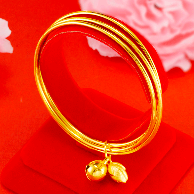 Luz de lujo de imitación 24K oro bobina Lotus Sansheng III pulsera Internet celebridad antigua tienda de oro francés mismo estilo arena pulsera de oro