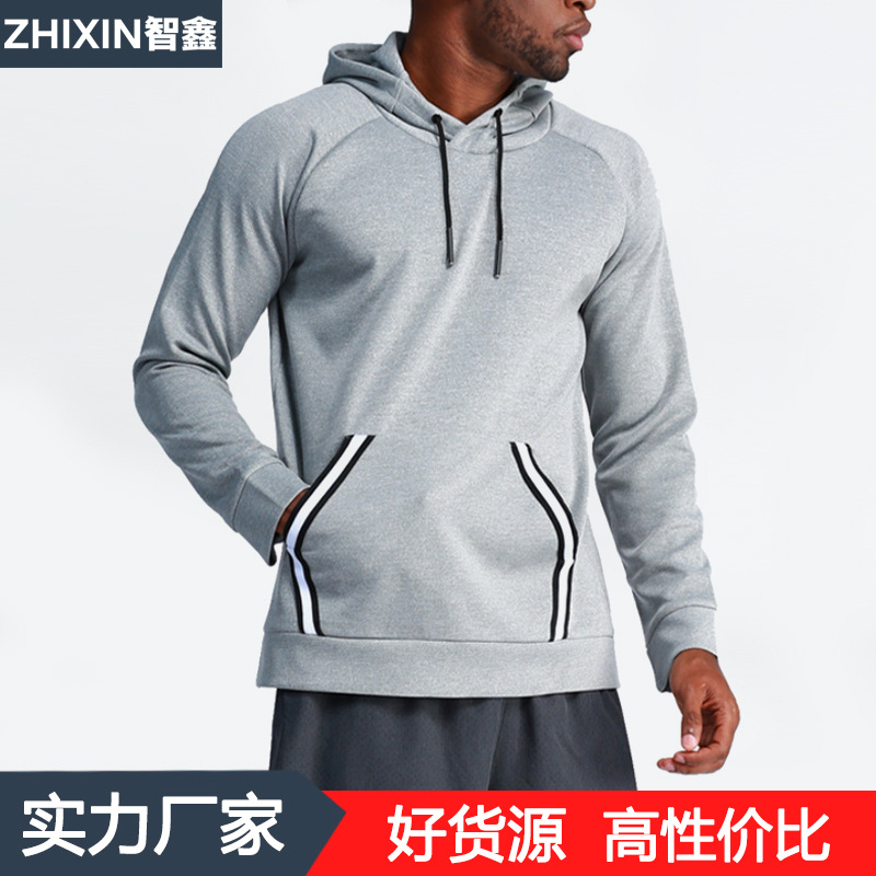 秋冬運動健身衛衣男連帽寬松歐美籃球訓練跑步運動長袖外套