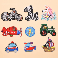 廠家直銷卡通飛機布貼電腦刺繡裝飾衣服貼補丁貼可縫可熨批發