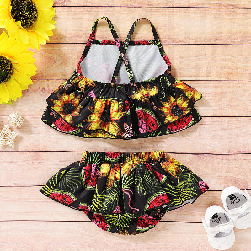 New  Sling Shorts Two-piece Print Fashion Newborn Clothing Set Wholesale display picture 4