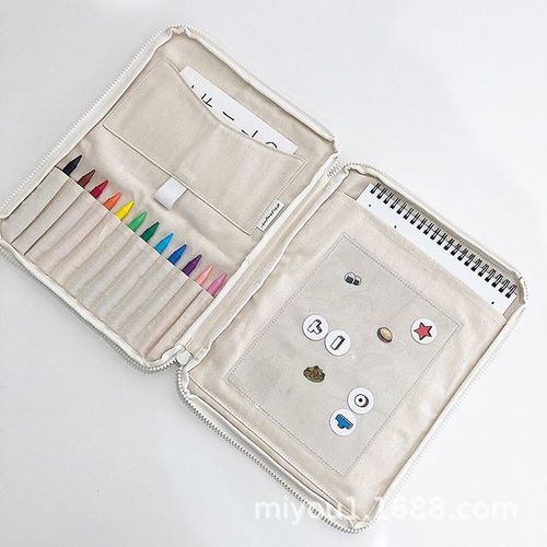 INS-style Kids' Canvas Pencil Case, Large-Capacity Crayon Organizer, Multi-Functional Stationery Bag, Versatile Brush Pouch