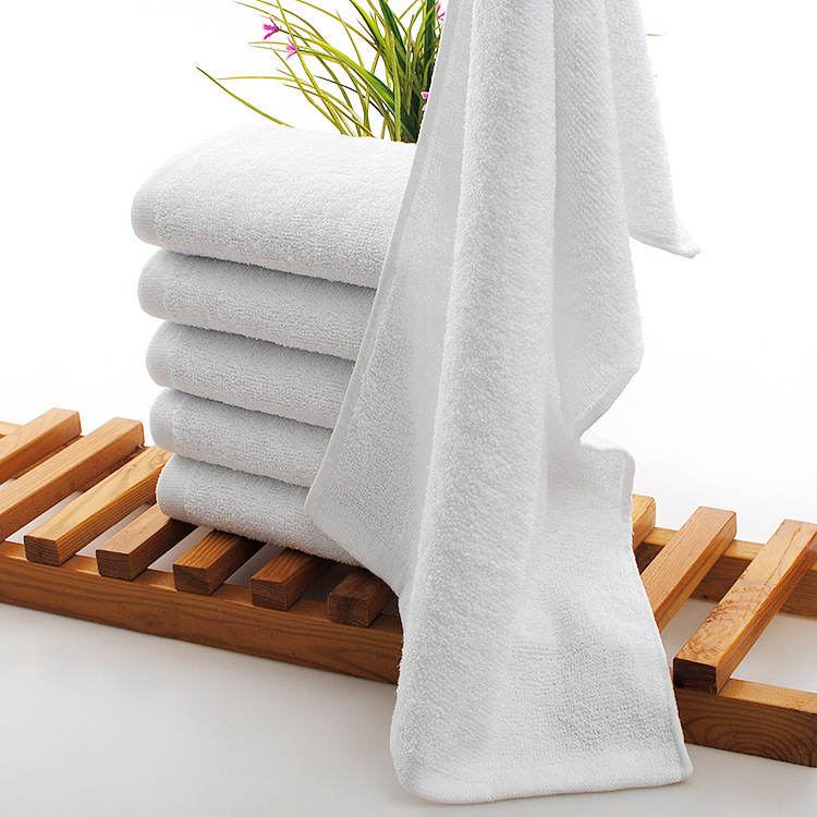 Factory wholesale weak twist single yarn lengthened white towel cotton towel hotel bath foot therapy funeral embroidered logo custom