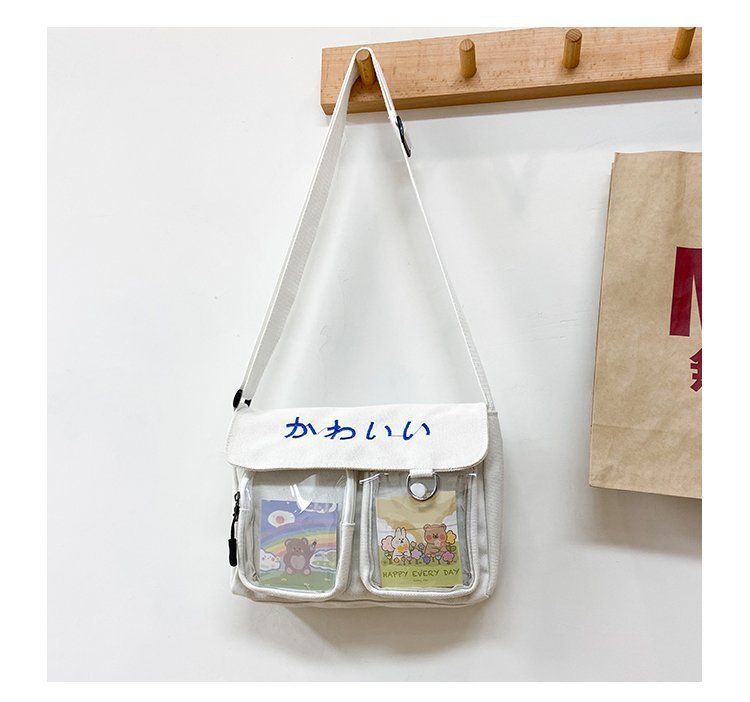 Japanische Ins College-stil Niedliche Cartoon Transparente Leinen Tasche Koreanische Chic-studenten All-match-klassen Tasche Umhang Tasche display picture 67