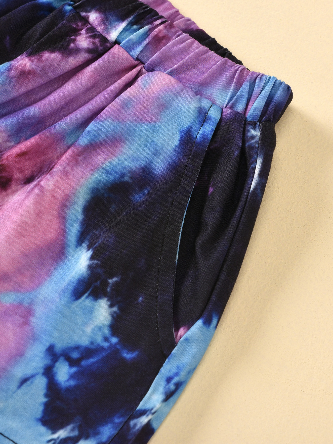 Kinder Tie-dye Rundhals Kurzarm Oberteil Und Rippshorts Set_voghion.com