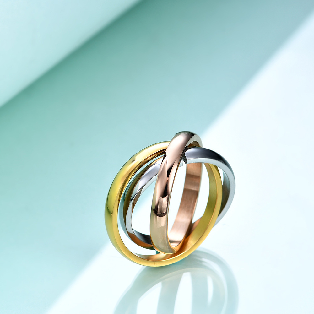 new style simple tree circle crossed titanium steel ring