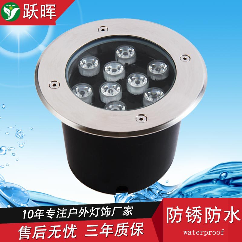 LED埋地燈9W18W圓形地埋燈廣場戶外防水3W嵌地射燈公園6W草坪地燈