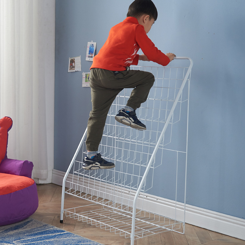 children bookshelf Iron art Magazine rack to ground Exhibition Newspapers and magazines Newspaper And Magazine Racks Bookcase Shelf baby Storage Picture frame