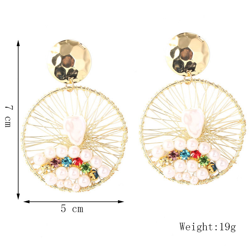 Europäische Und Amerikanische Übertriebene Geometrische Wasser Tropfen Lieben Hand Gefertigte Perlen Ohrringe Weibliche Grenz Überschreitende Trend Runde Ohrringe Schmuck display picture 9